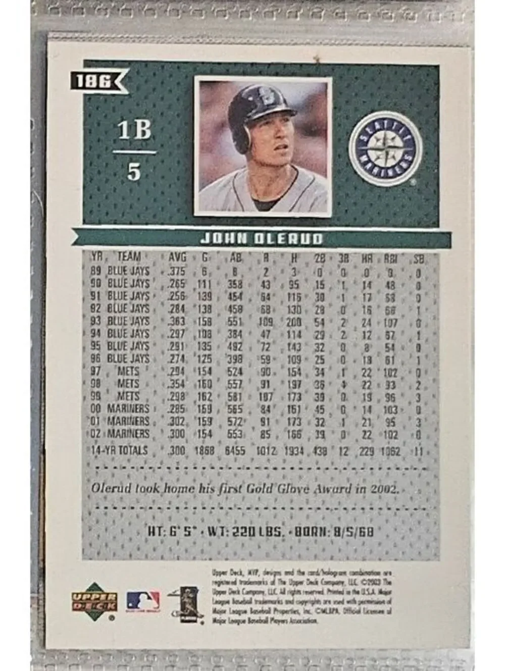 JOHN OLERUD 2003 Upper Deck MVP #186. MARINERS